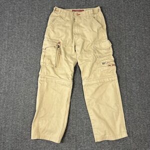 Vintage Y2K Paco Jeans Convertible Cargo Pants Kids Size 12 Tan Zipper Off